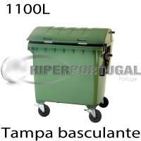 Contentor de lixo 1100 Lts Tampa basculante verde