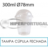 1000 copos 300 ml + tampas cúpula fechadas PET 78 mm