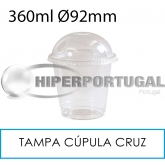 1000 copos 360 ml + tampas cúpula cruz PET 92 mm