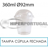 1000 copos 360 ml + tampas cúpula fechadas PET 92 mm