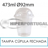 1000 copos 473 ml + tampas cúpula fechadas PET 92 mm