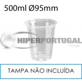 1000 copos PET descartáveis 500 ml 95 mm