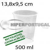 1000 copos reutilizáveis transparentes 500 ml