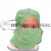 500 uds toucas descartáveis integrais com máscara 3 capas verde