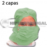 500 uds Toucas descartáveis integrais máscara 2 camadas verde