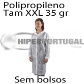 Batas descartáveis polipropileno 35g XXL s/bolsos 100u
